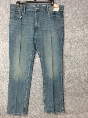 St. John's Bay Mens Light Stonewash Denim Blue Jeans Comfort Stretch 40 X 30
